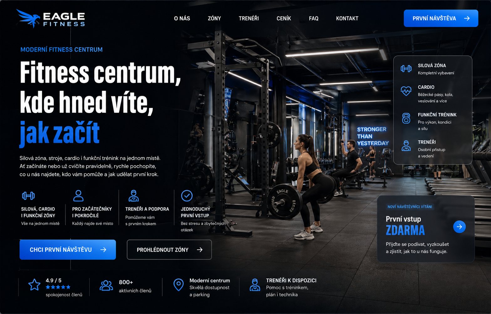 Ukázkový koncept webu pro fitness centrum