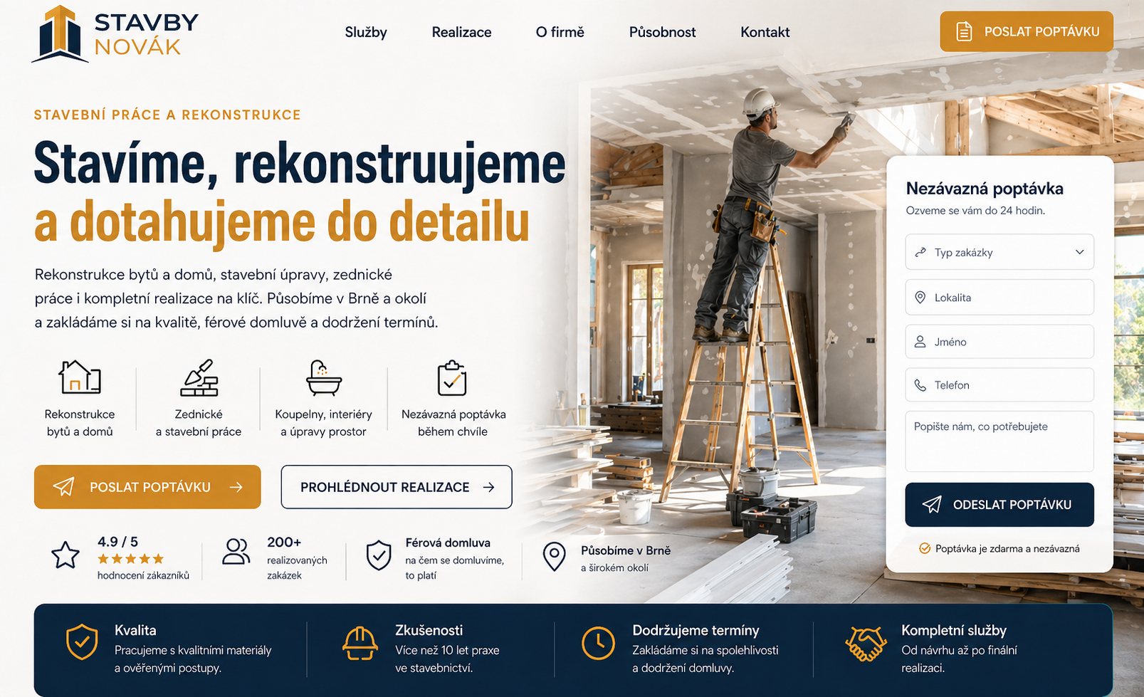 Ukázkový koncept webu pro stavební firmu